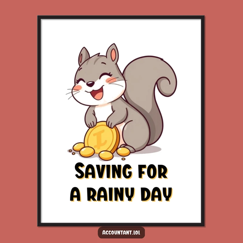 Funny Free Printable Squirrel Gold Coin Wall Art - Whimsical Downloadable Decor!