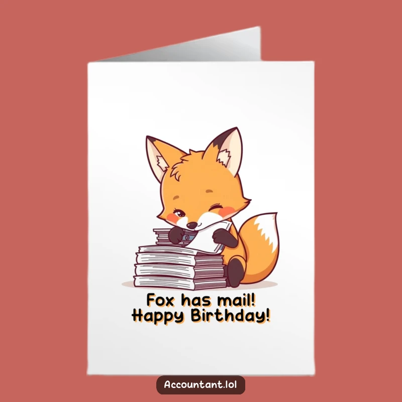 Free Printable Funny Fox Birthday Card: Curious Stamper DL Card for Him