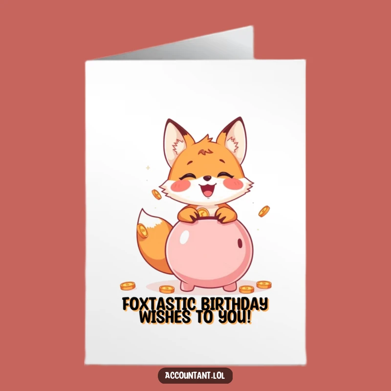Free Printable Funny Birthday Card: Fox Cub's Birthday Savings - Downloadable Gift