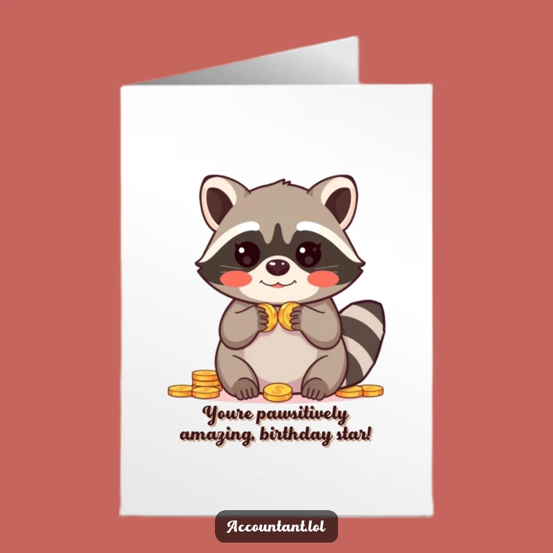 Free Printable Raccoon Birthday Card: Funny Coin Lover Digital Download, Humorous Gift