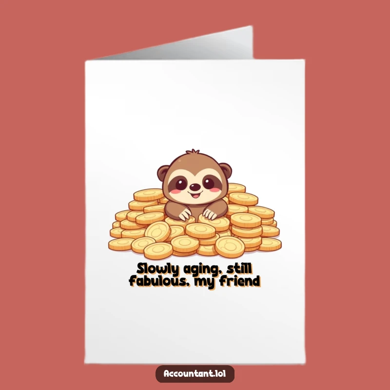 Free Printable Sloth Birthday Card: Funny Coin Loving Animal Digital Download Gift