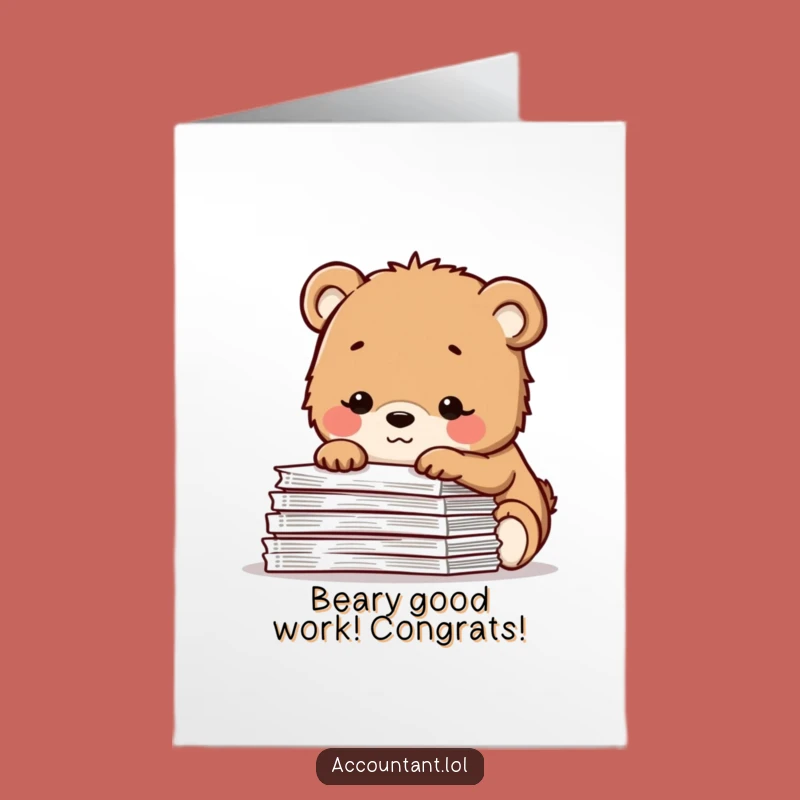 Free Printable Bear Congratulations Card: Spreadsheet Success DL Card