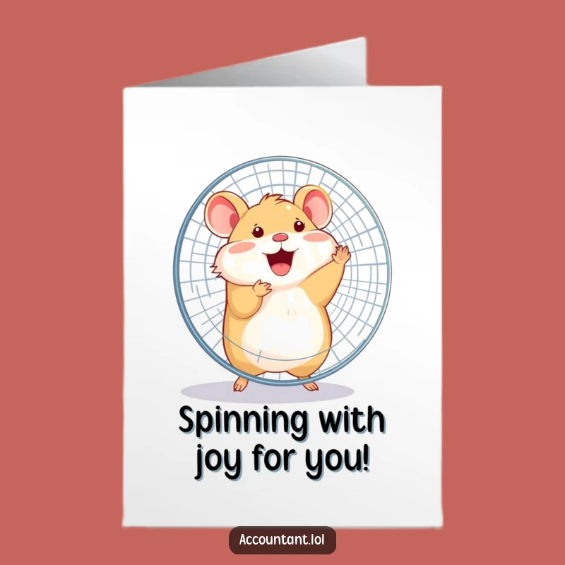 Free Printable Congrats Card: Hamster Fan Spin Celebration Funny Downloadable Gift