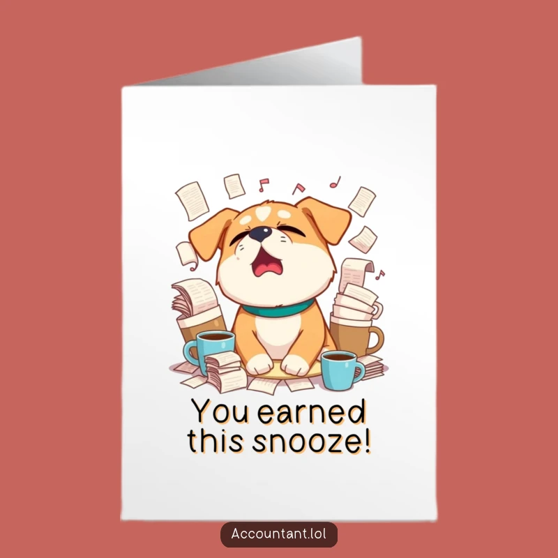 Free Printable Congrats Card: Sleepy Dog Deadline Mode Funny Downloadable Gift