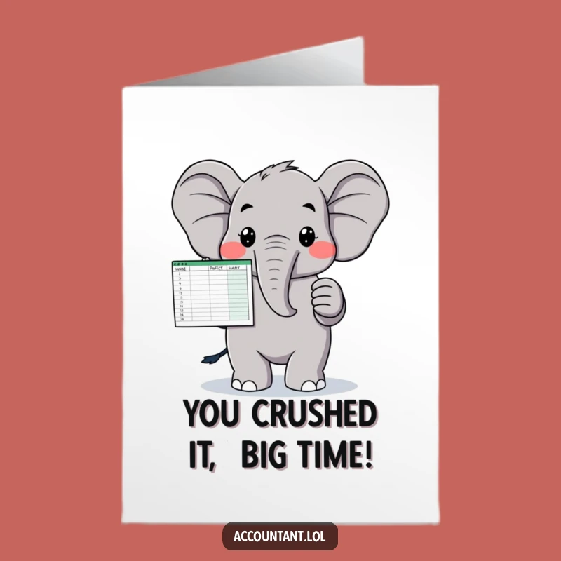 Free Printable Elephant Congrats Card: Balanced Success Downloadable Greeting
