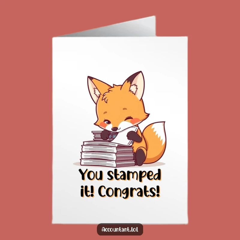 Free Printable Fox Congratulations Card: Success Stamper DL Card