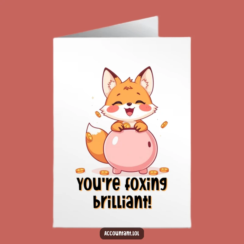 Free Printable Funny Congrats Card: Fox Cub's Financial Win - Downloadable Gift
