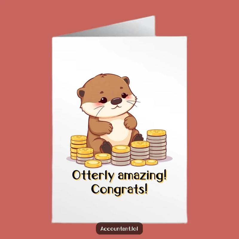 Free Printable Otter Congratulations Card: Lucky Coin DL Card