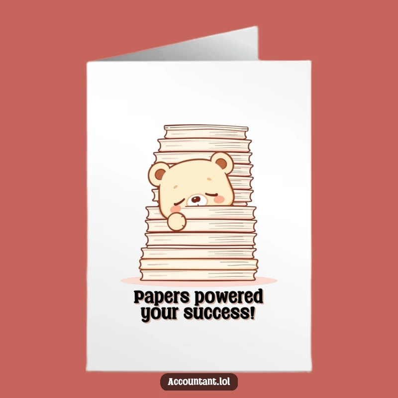 Free Printable Funny Congrats Card: Bear Cub's Paperwork Triumph - Downloadable Gift