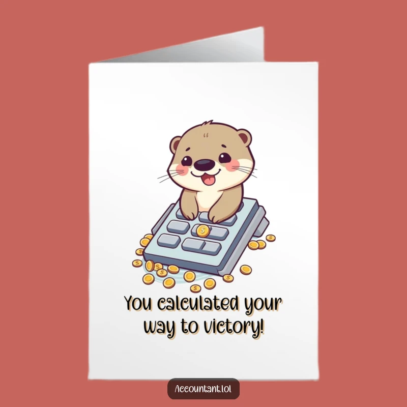 Free Printable Otter Congrats Card: Funny Calculator Slider Digital Download
