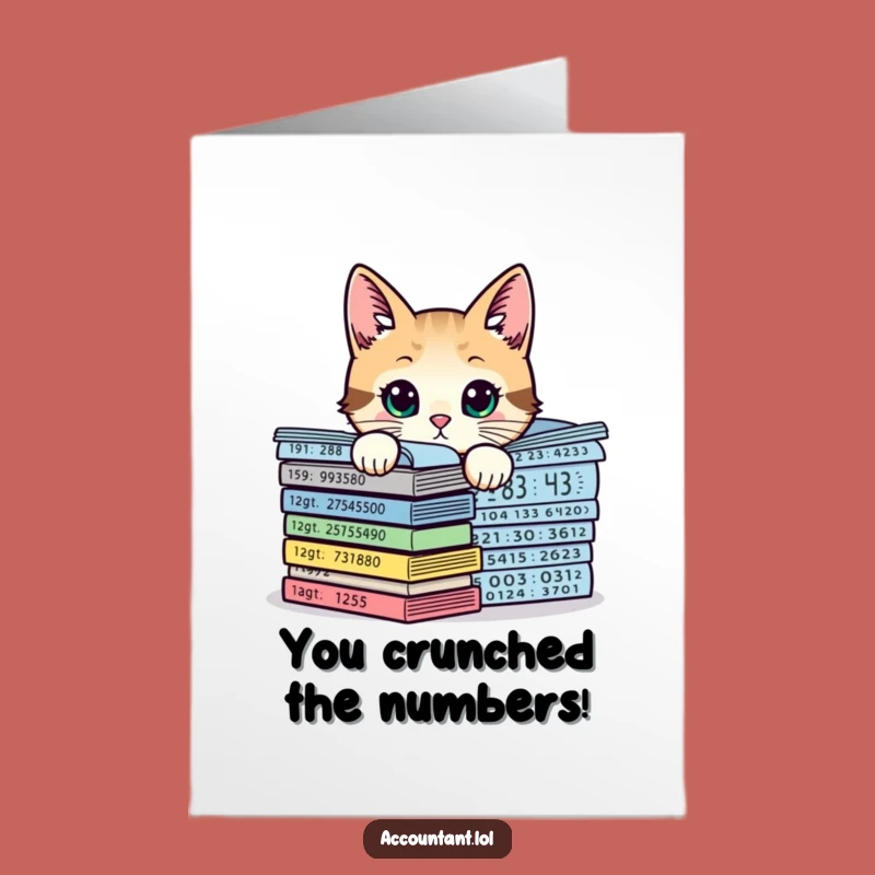 Free Printable Congrats Card: Curious Cat Accountant, Funny Downloadable Success Gift