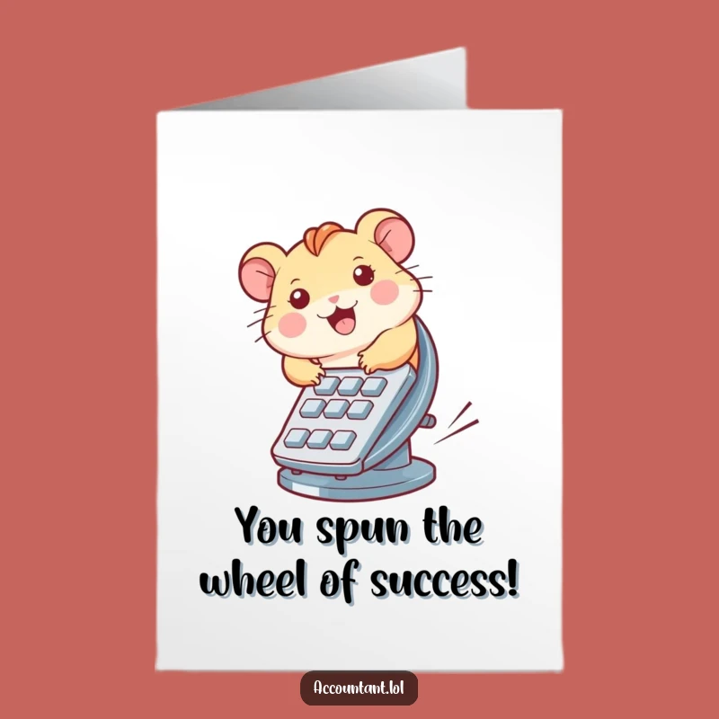 Free Printable Hamster Congrats Card: Speedy Calculator Wheel Success Downloadable Greeting