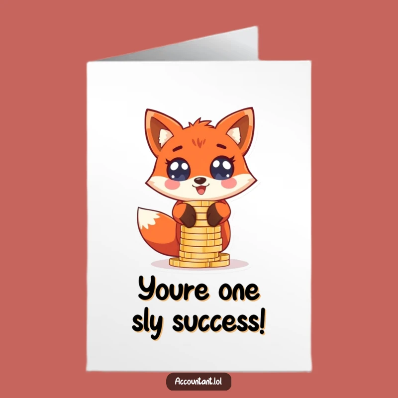 Free Printable Fox Congratulations Card - Celebrate Wins with this Excited, Coin-Stacking Friend