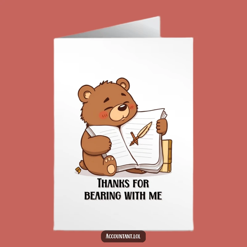 Free Printable Bear Thank You Card - Express Gratitude with this Determined, Quill-Wielding Friend