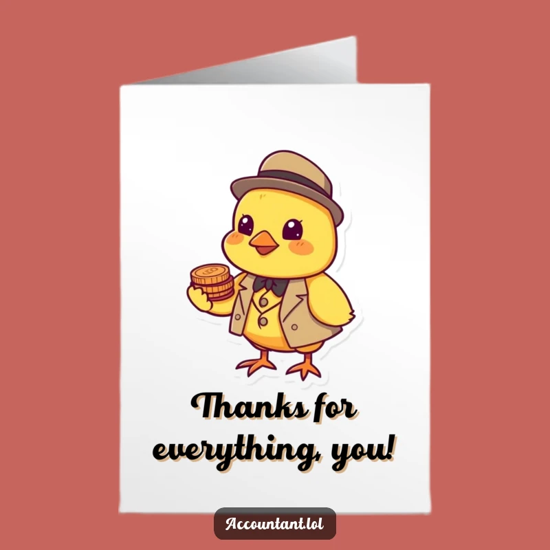 Free Printable Chick Thank You Card - Show Appreciation with this Dapper, Coin-Balancing Gesture