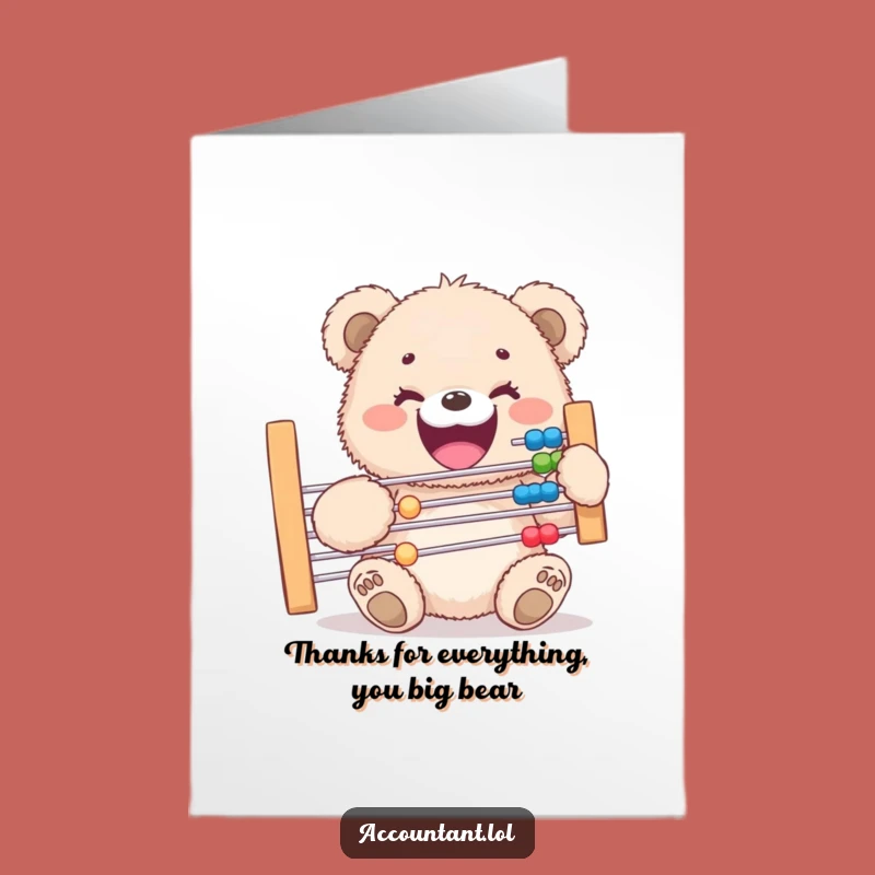 Free Printable Funny Bear Cub Abacus Thank You Card - Grateful Downloadable Gift