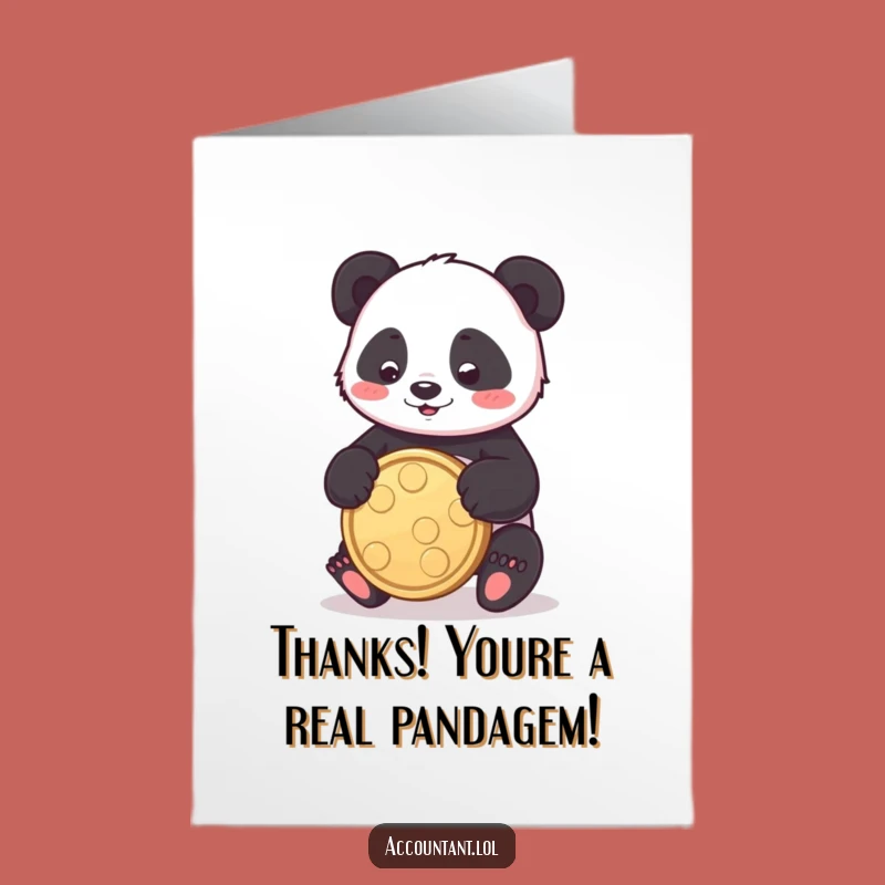 Free Printable Panda Thank You Card: Funny Coin Bounce Downloadable Gift for Your Kindness