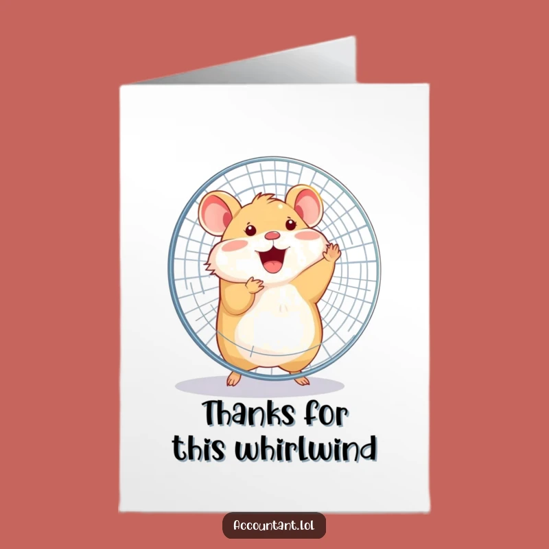 Free Printable Thank You Card: Hamster Fan Spin Gratitude Funny Downloadable Gift