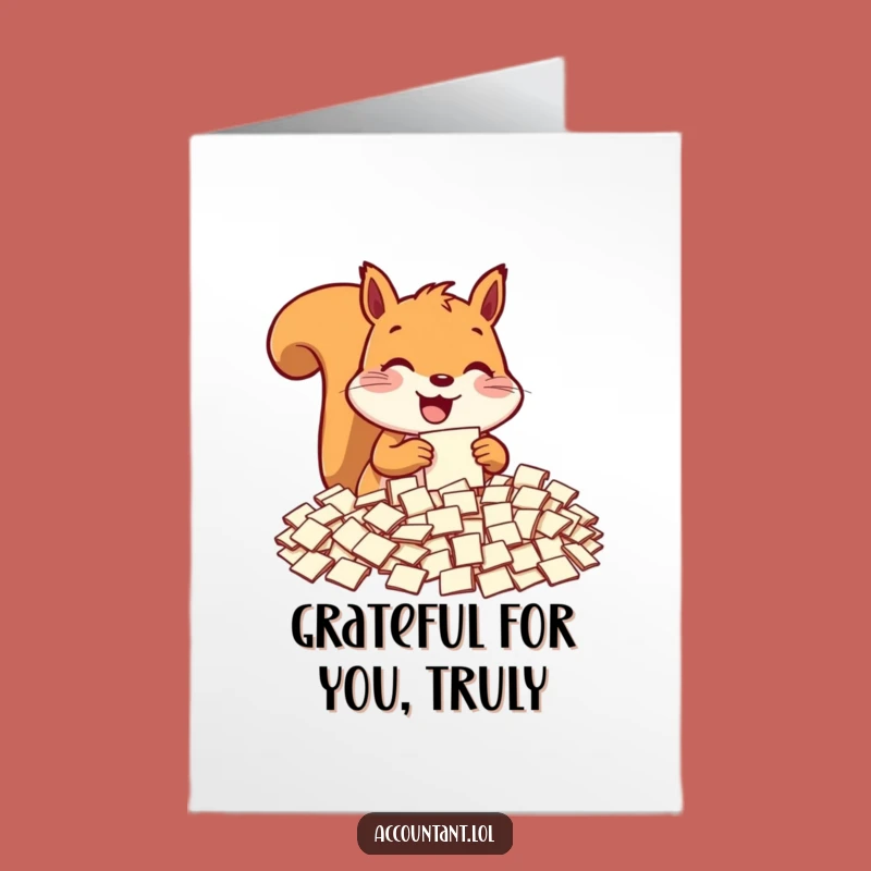 Free Printable Thank You Card: Squirrel's Paperwork Gratitude, Sweet Downloadable Gift