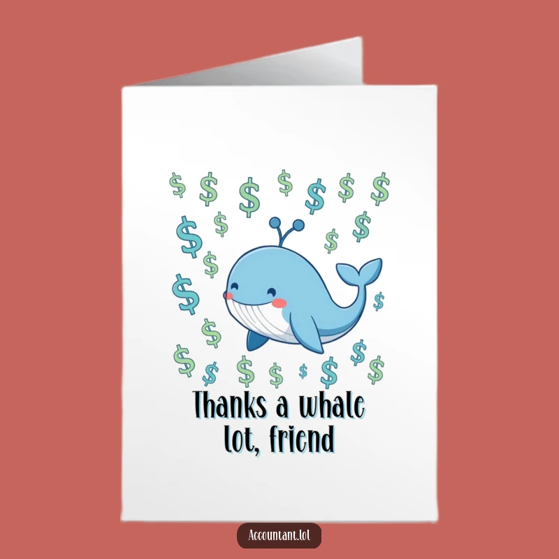 Free Printable Whale Thank You Card - Express Gratitude with this Smiling, Dollar-Floating Friend