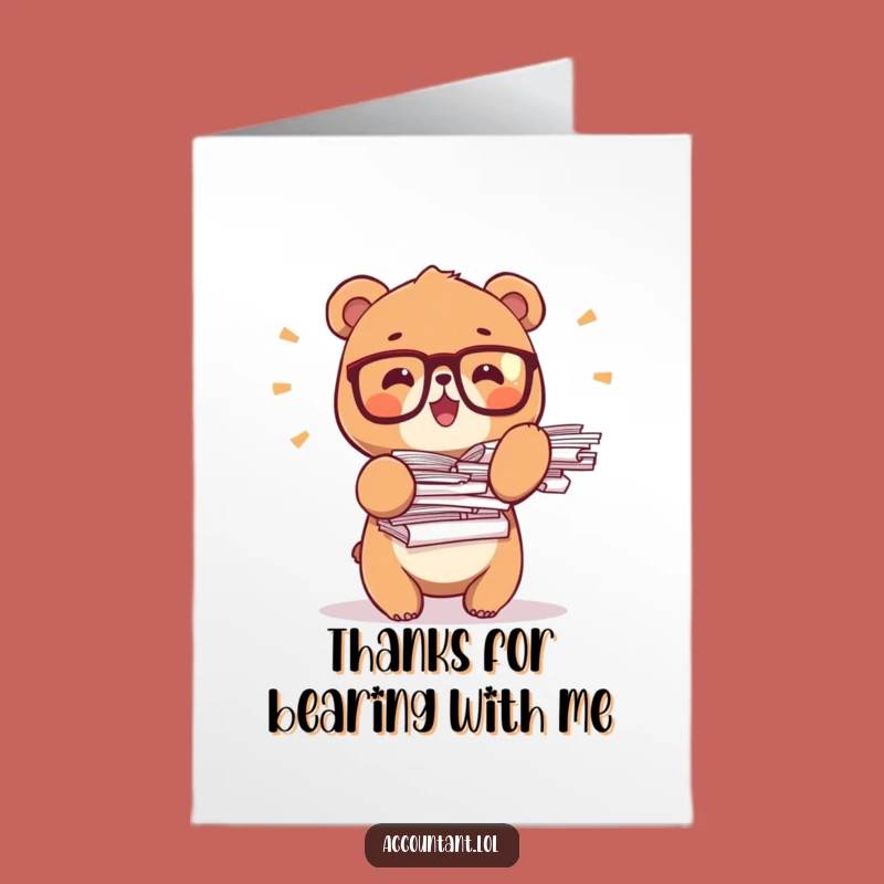 Free Printable Bear Thank You Card: Funny Downloadable Gift for Helpful Colleagues