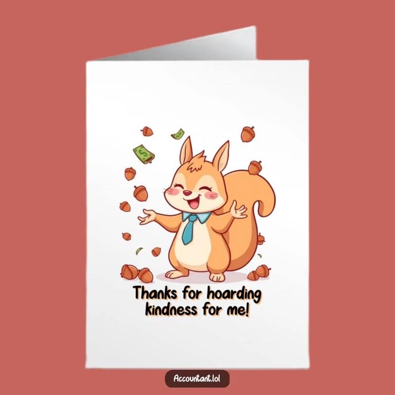 Funny Free Printable Thank You Card: Squirrel Accountant's Acorn Juggling Thanks, Downloadable Delight