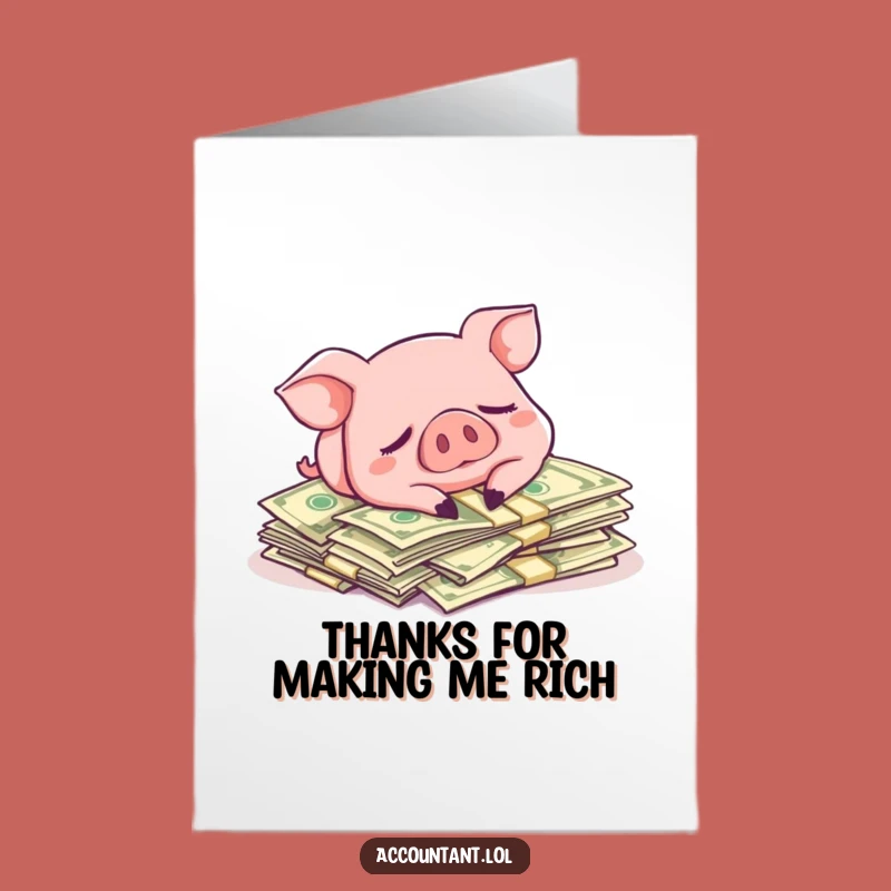 Free Printable Pig Thank You Card: Gratefully Rich Downloadable Note