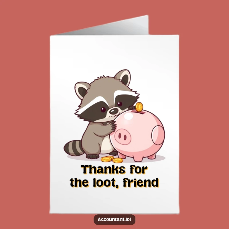 Free Printable Raccoon Thank You Card: Coin Collection Gratitude Downloadable Note