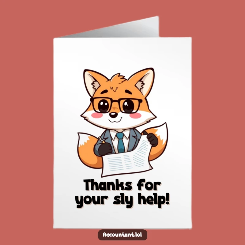 Free Printable Thank You Card: Fox Accountant Gratitude, Hilarious Downloadable Appreciation