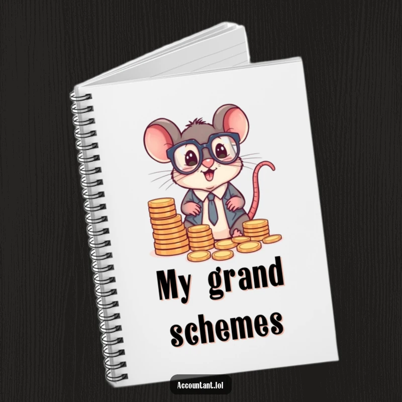 Funny mouse accountant with oversized spectacles, sorting coins, ideal for jotting down notes humorously.