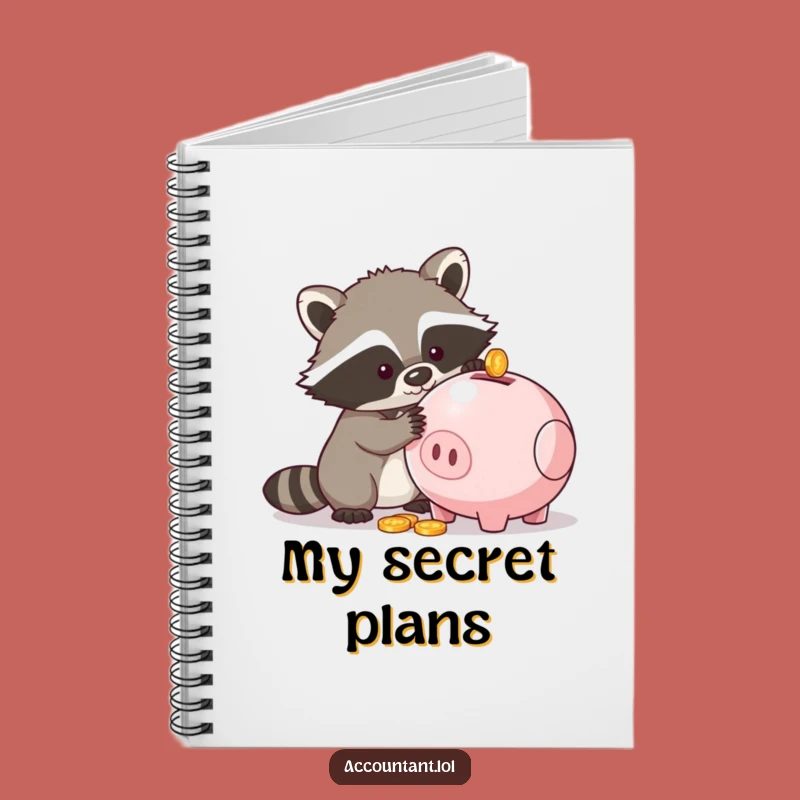 Funny Raccoon Piggy Bank Notebook - Jot Down Your Sneaky Plans!
