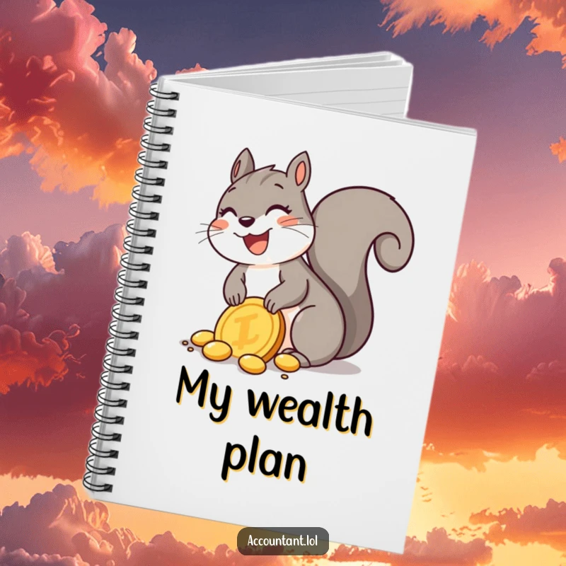 Funny Squirrel Notebook: A delighted squirrel joyfully buries a golden coin, perfect for jotting down ideas and treasures.