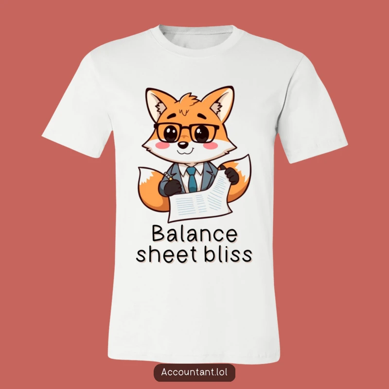 Funny Fox Accountant T-Shirt - Grinning Smiley Sheet Tee Gift