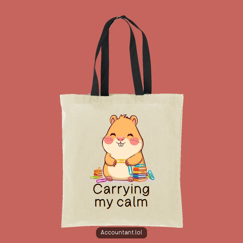 Funny Capybara Accountant Tote Bag - Calm Paper Clip Carryall Gift