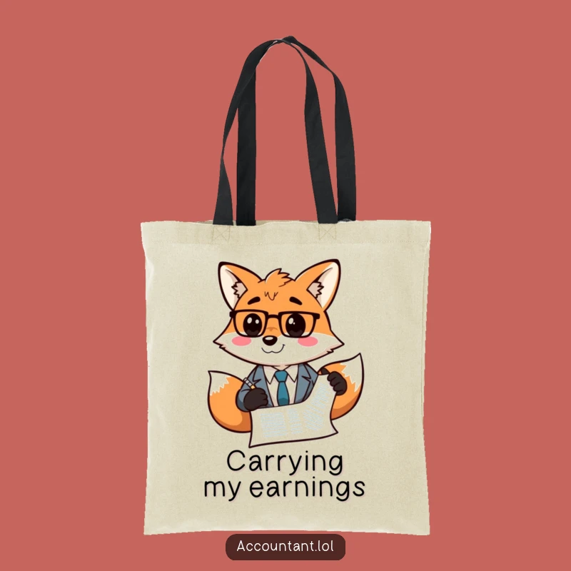 Funny Fox Accountant Tote Bag - Grinning Smiley Sheet Carryall Gift