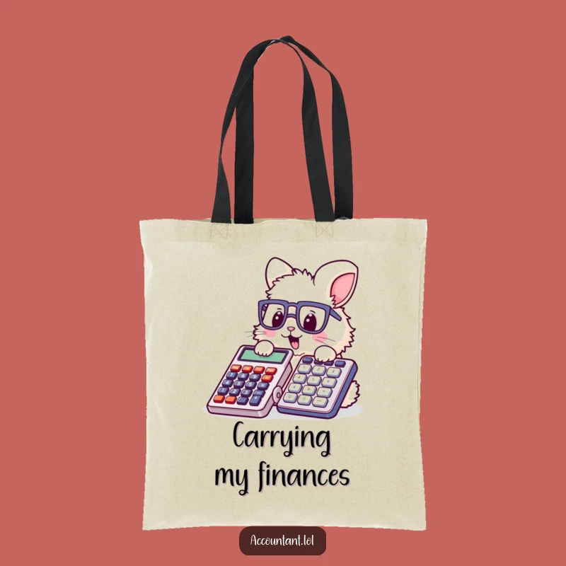 Funny Bunny Accountant Tote Bag - Sturdy Glasses Rabbit Calculator Shopping Bag