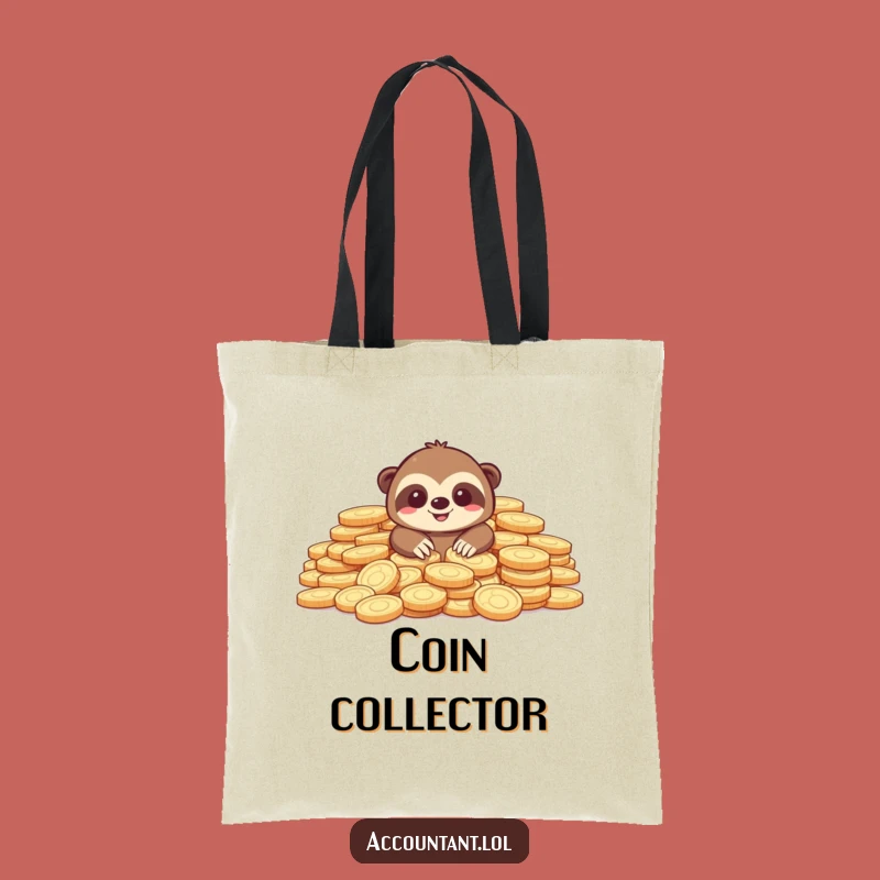 Funny Sloth Tote Bag: Coin Hoard Design - Chic & Hilarious Accessory, Ideal Funny Gift
