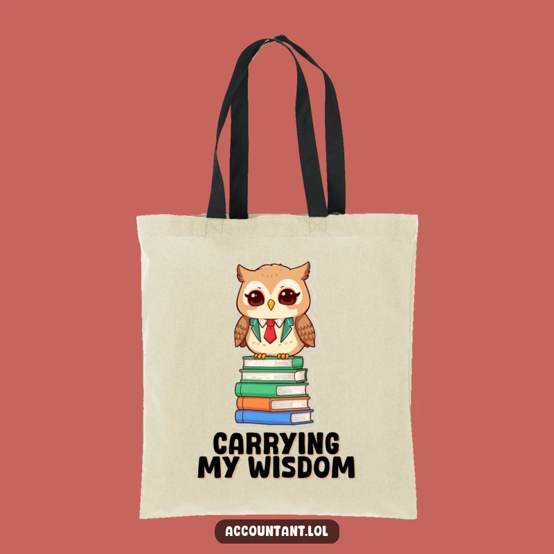 Funny Owl Accountant Tote Bag - Wise Book Pile Carryall Gift