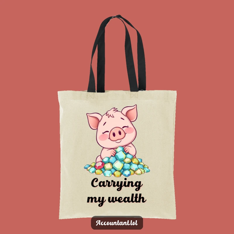 Funny Smiling Pig Gem Tote Bag: Carry Your Treasures in Style