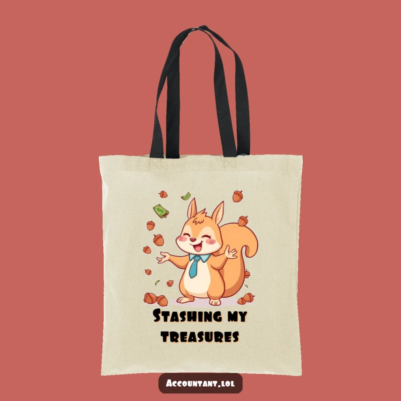Funny Squirrel Accountant Tote Bag: Chic Acorn Currency Carryall