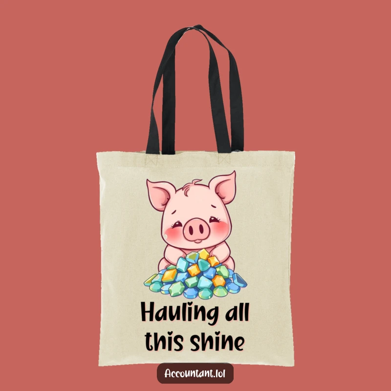 Funny Pig Gem Tote Bag: Carry Your Sparkle Everywhere with This Pig