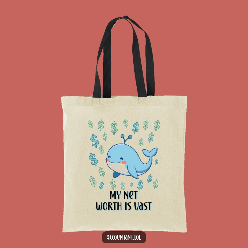 Funny Whale Investor Tote Bag - Chic Blue Whale Carry-All, Great Gift for Shoppers